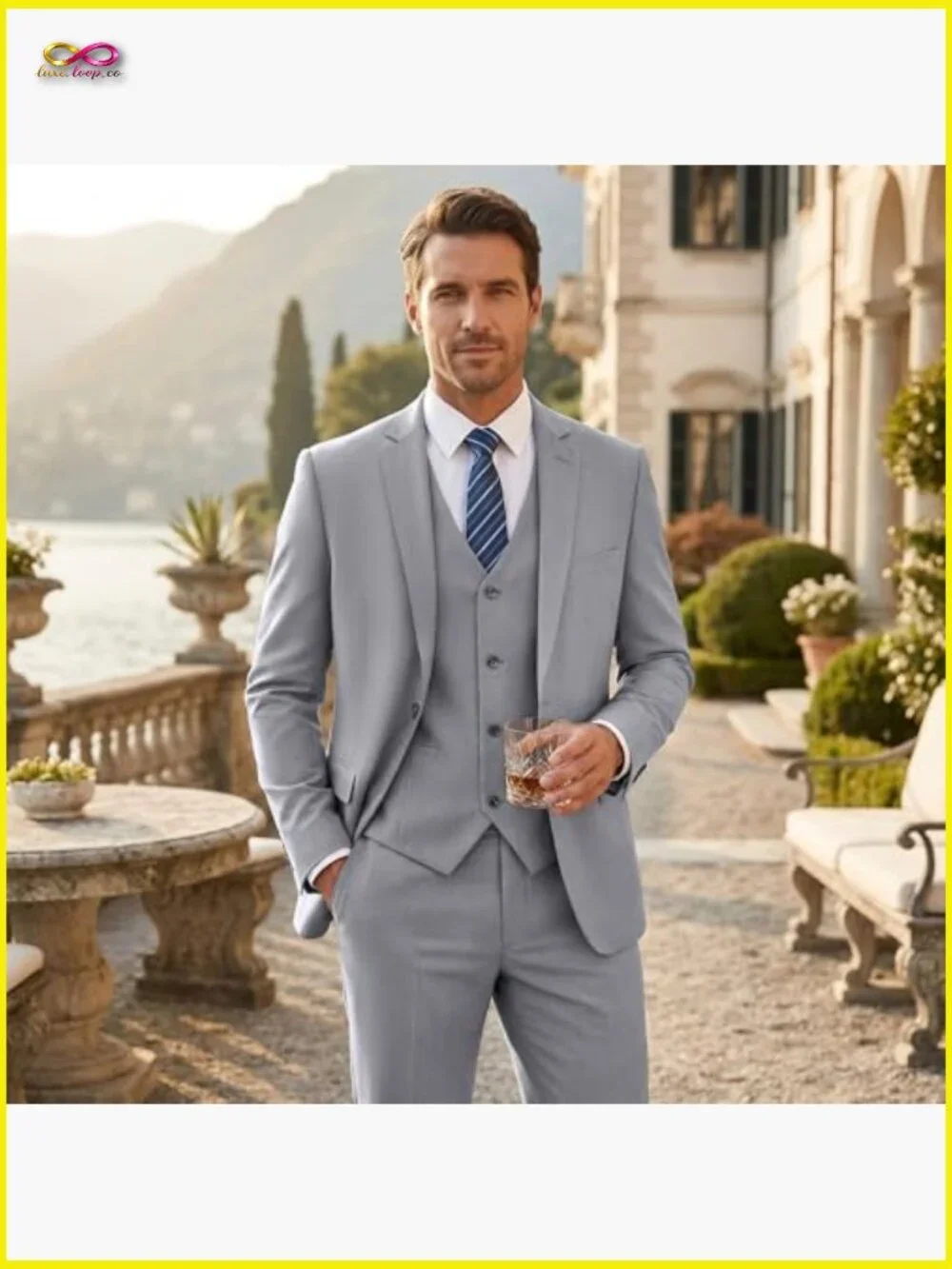 Slim Fit 3-Piece Suit Classic Elegant Business Wedding Tuxedo Set